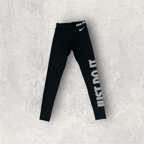 Nike Black Leggings Athletic Stretch Fit - Picture 1 of 5